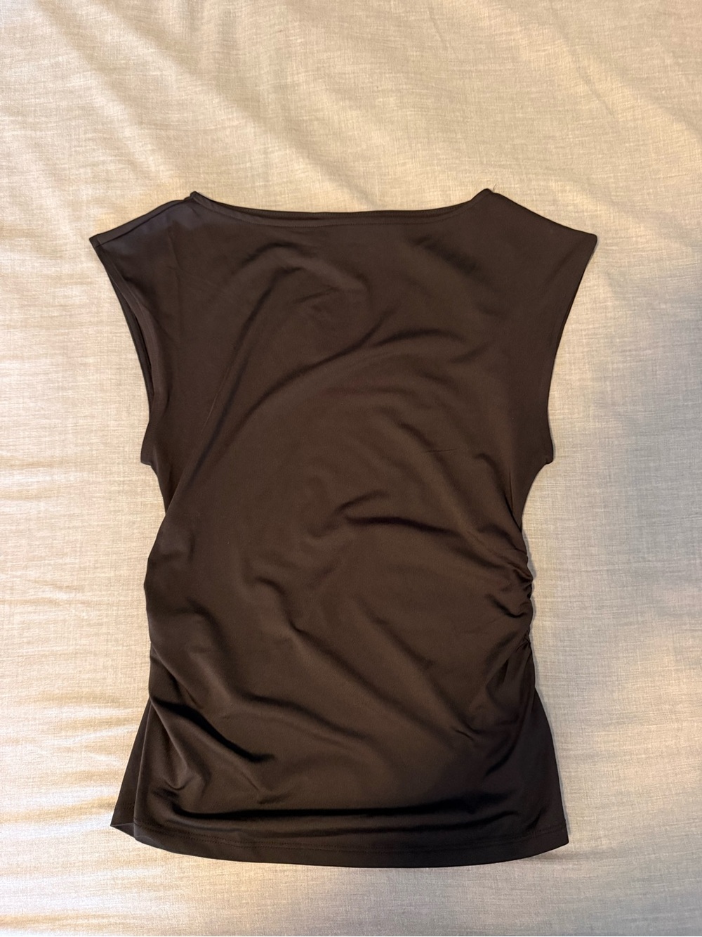 H&M Black Cap-Sleeve Top with Side Ruching